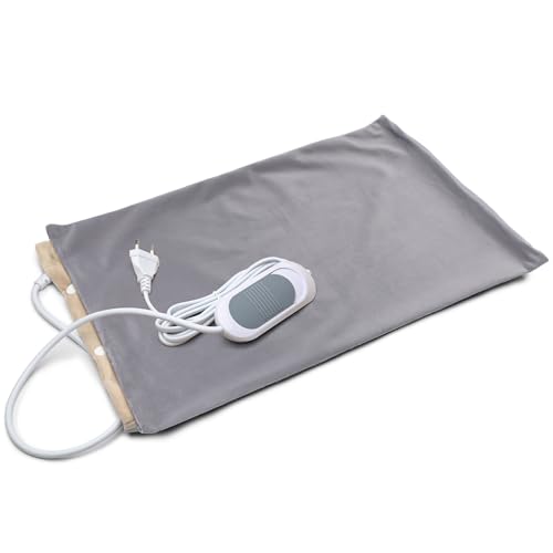 Mixweer Flannel Heating Pad Replacement Cover Soft Flannel Replacement Cover for Heating Pad or Pillow (Grey, 12 x 24 In