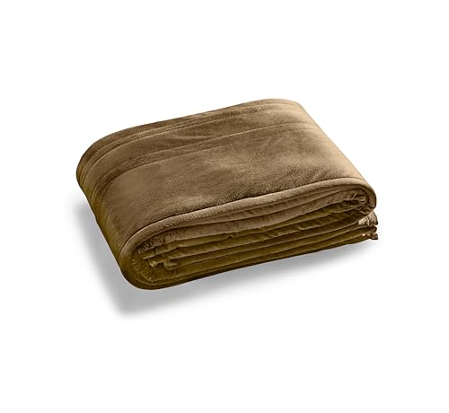 Sunbeam Royal Mink Sherpa Honey Heated Personal Throw Blanket for Adults at Home and Travel Adjustable Heat Settings