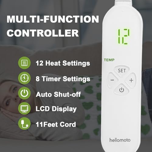 12" x 24" Electric Heating Pad for Back Pain Relief - 12 Heat Settings, Machine Washable, Green
12" x 24" Electric Heati