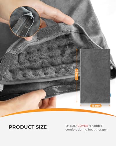 CooCoCo Heating Pad Cover, Soft Crystal Velvet Replacement for 12'' x 24'' Electric Heating Pad, Washable Gray Cover ONL