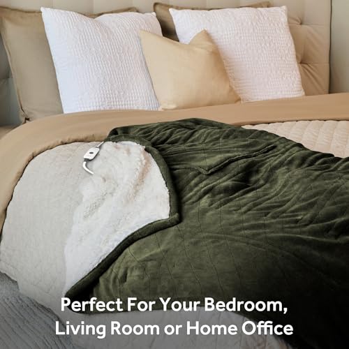 Sunbeam Warm and Cozy Electric Blanket for Couch and Bed, 50" x 60", 4 Heat Settings