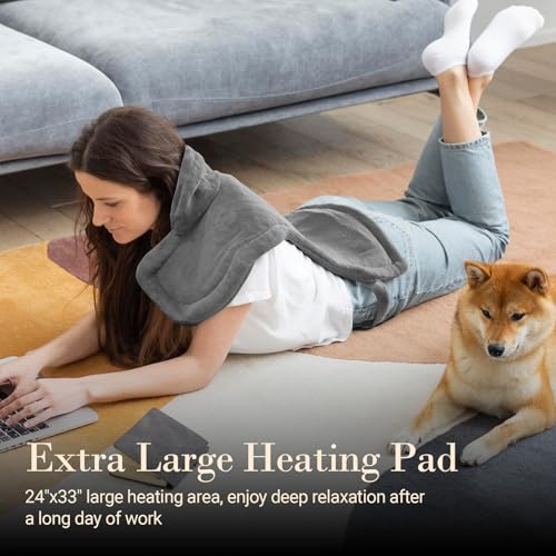 COMFIER Fast Heating Pad for Back Pain Relief - FSA HSA Eligible, Electric Heated Wrap for Neck and Shoulders - 3 Heat L